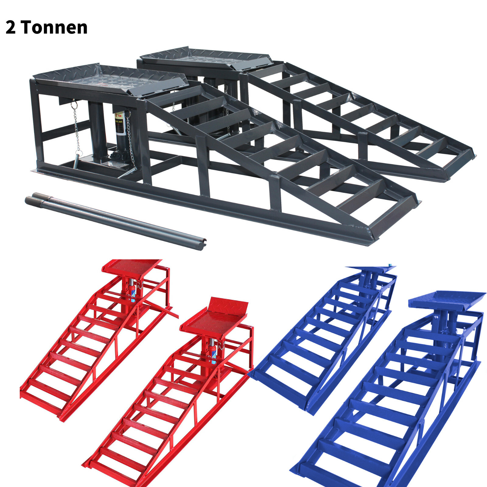 2xPkw hydraulischer Auffahrbock Auffahrrampe  KfZ höhenverstellbar Hebeplattform