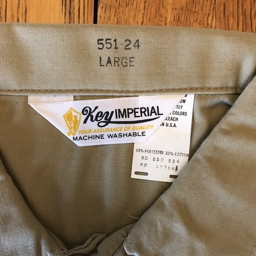 Vintage Quaker Oats Key Imperial Key Prest Mens Work Uniform Shirt Sz Large NOS