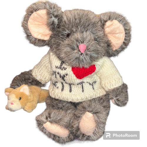 Plush Cat  9” Mouse Sweater I Love My Mouse Commonwealth  Stuffed Animal Cute!