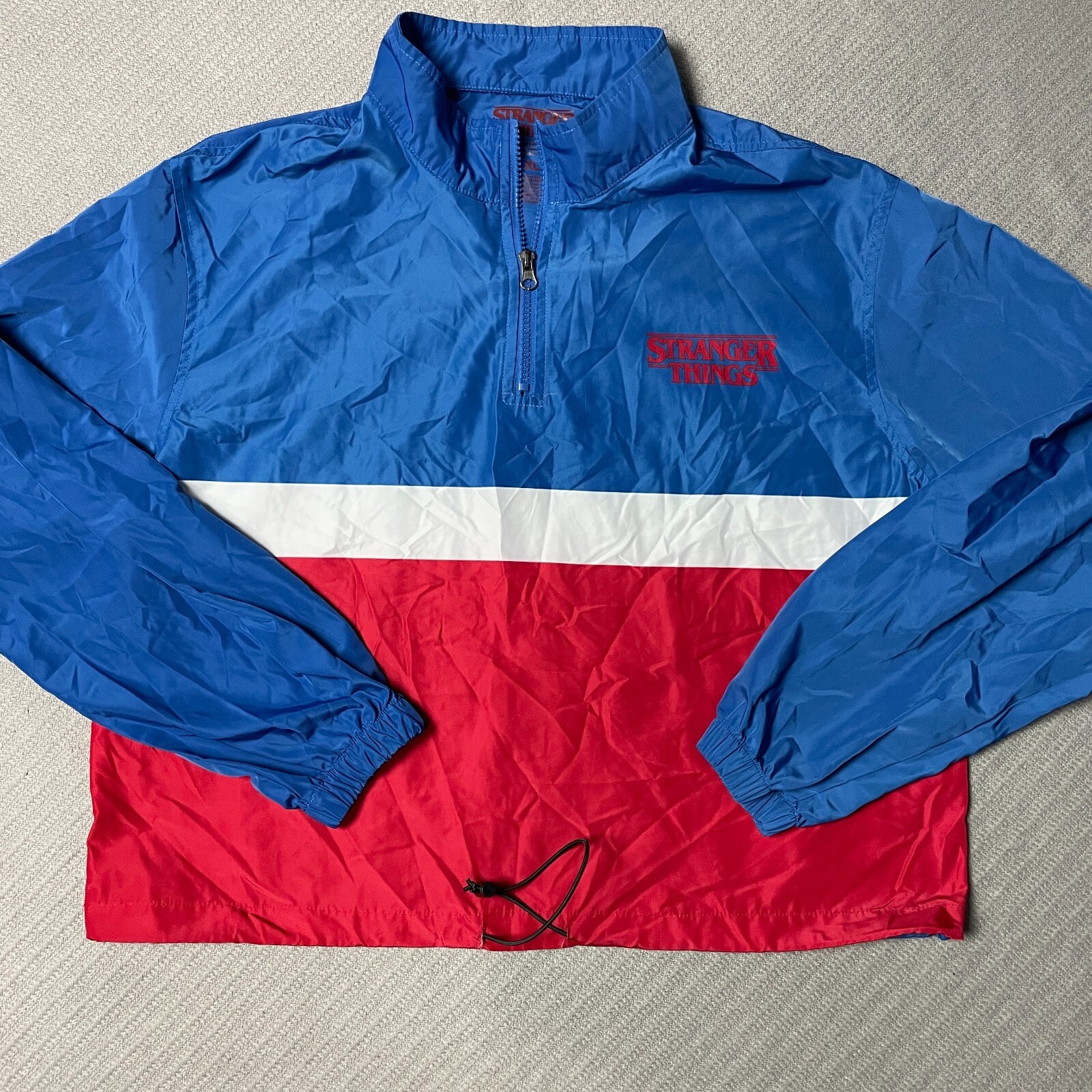 STRANGER THINGS Jacket Mens XL Windbreaker Pullover Blue Red White