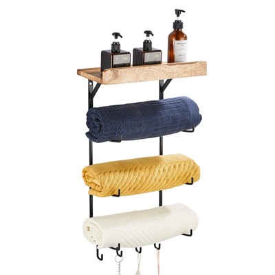 Towel Rack Wall Mounted For Bathroom Metal Bath Towel Holder Storage Hand Towels
