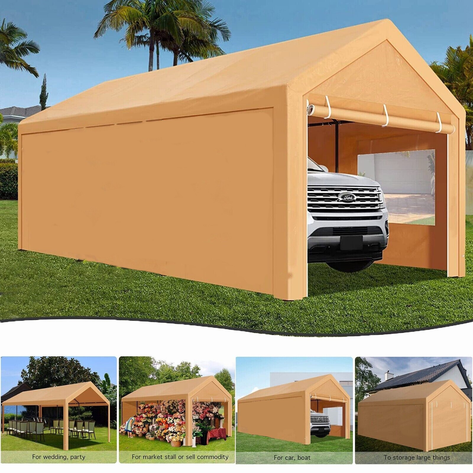 10x20 Carport Canopy Carport Shelter Garage Heavy Duty Outdoor Party Shed Tent