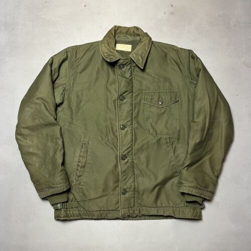 Vintage 60s US Navy A2 Deck Jacket Military USN Stencil Mens Vintage 60s US Navy A2 Deck Jacket Military USN Stencil Mens