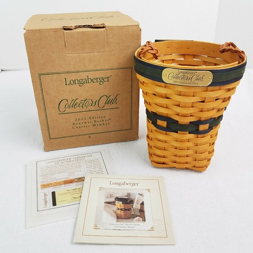 vintage ラグLongaberger Collectors Club484 Longaberger 2002 Collectors Club Miniature JW Corn Basket+