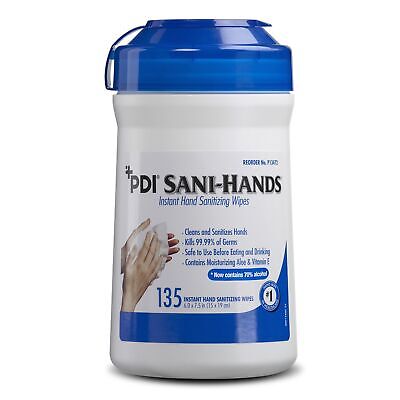 Sani-Hands Ethyl Alcohol Hand Sanitizing Wipe Canister 135 W