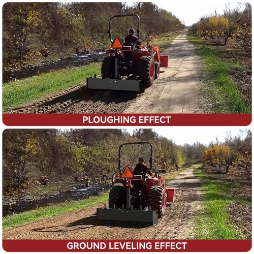 Heavy Duty Box Blade Attachment for Tractor W/ 6 Scarifier Shanks - 55" Width