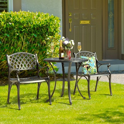 NUU Garden Outdoor 3 Pieces Cast Aluminum Bistro Set Bronze
