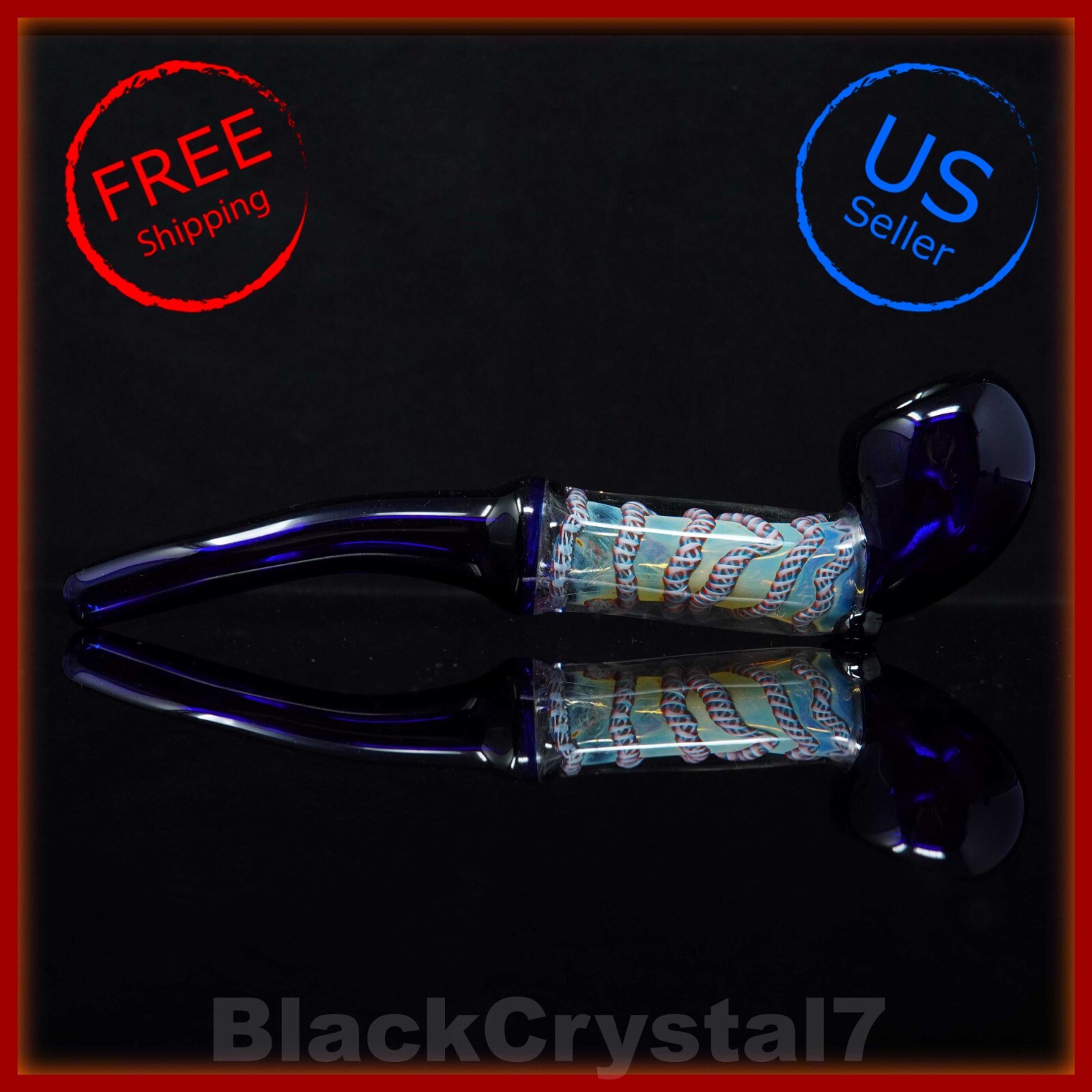 8" Handmade Ocean Blue Electric Energy Sherlock Tobacco Smoking Bowl Glass Pipes