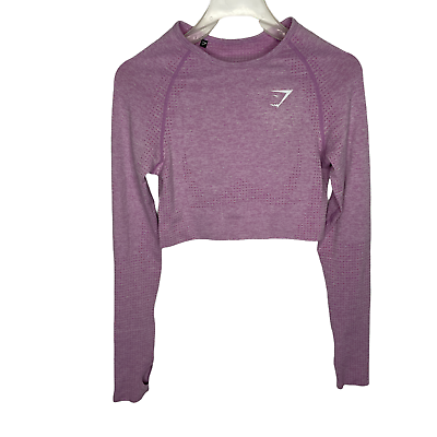 Gymshark Vital Seamless Long Sleeve Crop Top XS Purple Pink Marl