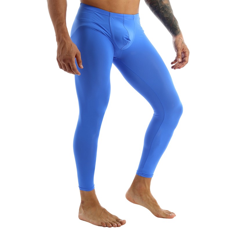 Men's Smooth Low Rise Long Johns Leggings Underwear Base Layer Bottoms