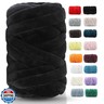 Chunky Yarn for Hand Knitting- Velvet Chenille Tube Yarns- Jumbo Yarns for Blankets, Pet Beds, Machine Washable (0.66 Lb/18.59 Yd), Easy No-Tool Arm Knitting and Crochet Project Yarn, Black