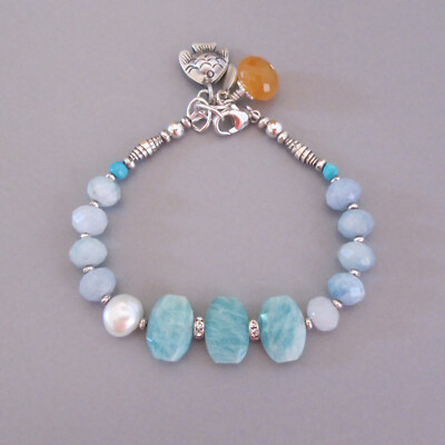 djs Sundance Sol Aquamarine Amazonite Sterling Silver Fish Bracelet Lk Catalog