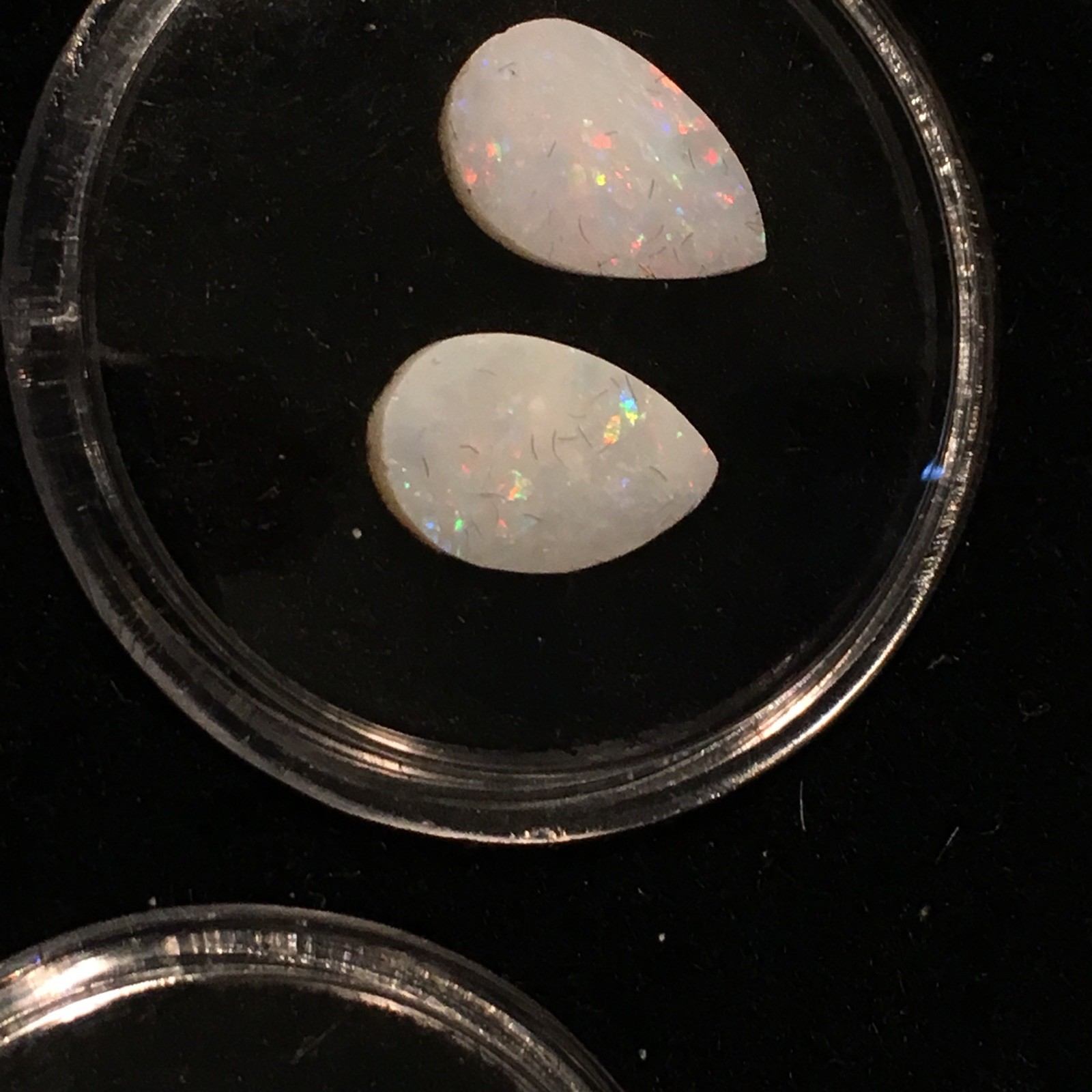 foam insert with Australian Opals in 50 gem jars  LOTS OF OPALS TO WORK WITH !