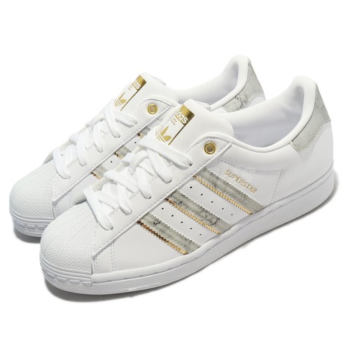 

adidas Originals Superstar W White Grey Gold Женская повседневная обувь для образа жизни GX1839, Белый, Superstar W