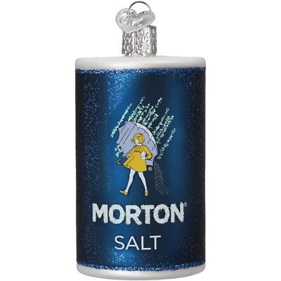Old World Christmas Morton Salt Canister Blown Glass Holiday Ornament