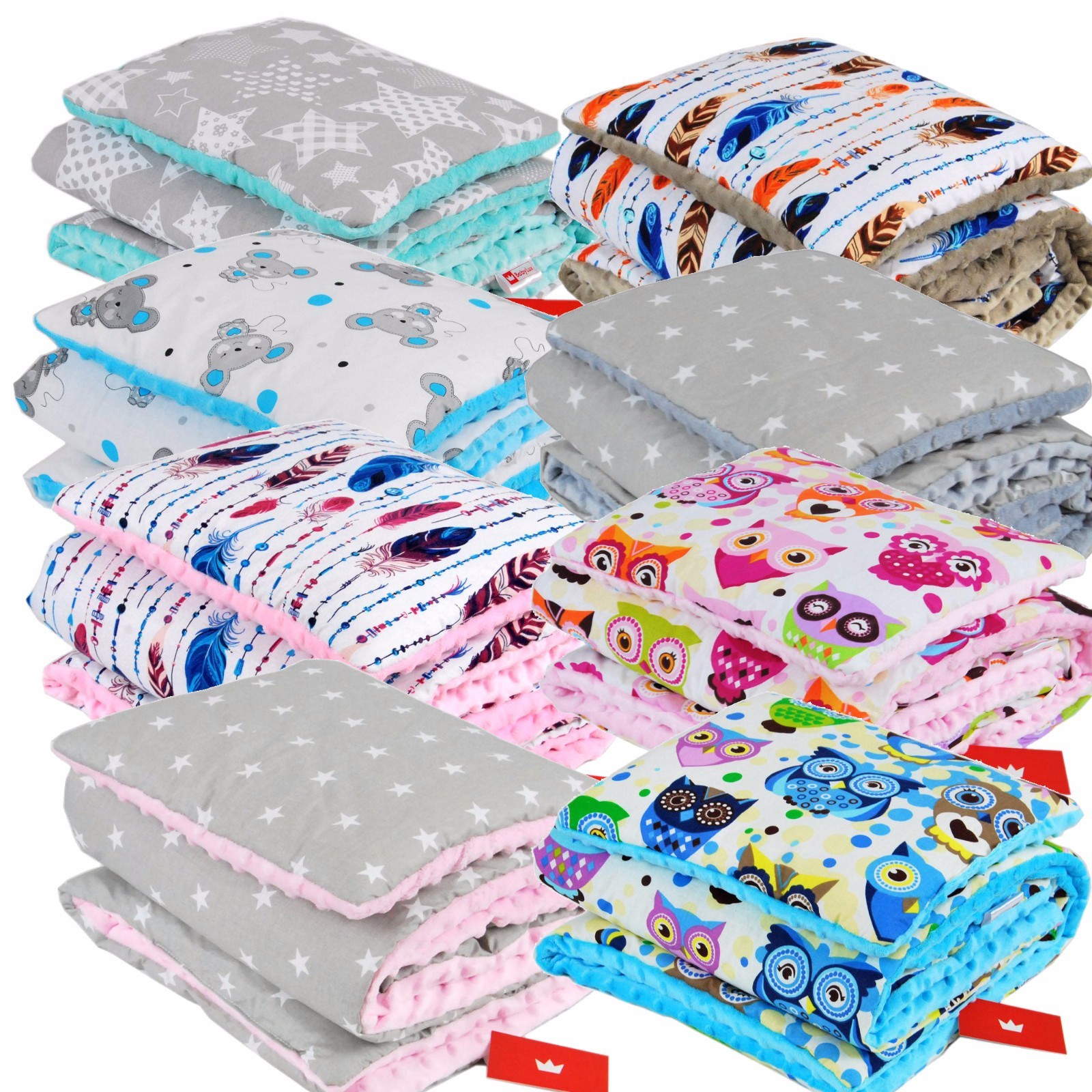 BABYLUX Babydecke Krabbeldecke MINKY Kuscheldecke Decke 75 x 100 cm mit KISSEN