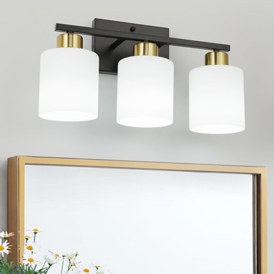 WILON Black and Gold Vanity Light for Bathroom Farmhouse Bathroom Light Fixtu...