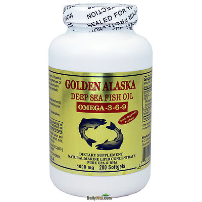 Golden Alaska Deap Sea Fish Oil Omega-3-6-9 EPA DHA 200 SGels, FRESH MADE IN USA