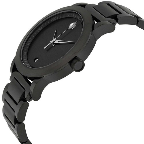 Pre-owned Movado Men's Watch Museum Quartz Black Pvd Stainless Steel Bracelet 0606615