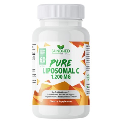 Sundhed Natural Pure Liposomal Vitamin C - 1200mg Immune System & Collagen He...