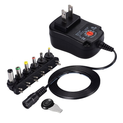 30W Universal Adjustable Voltage Power Supply AC/DC Charger Adapter With 6 Tips