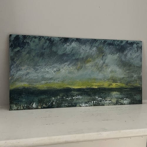 Abstract Painting Original Dramatic Stormy Sunset Landscape Impressionism Signed
