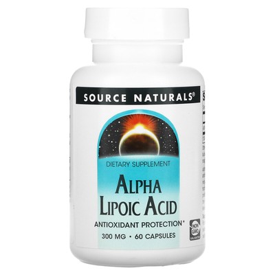 Source Naturals Альфа-липоевая кислота 300 мг, 60 капсул, без молока, без яиц,