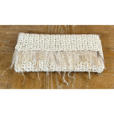 Russian Boho Chic Natural Materials Fringe Clutch - Handwoven Envelope Bag