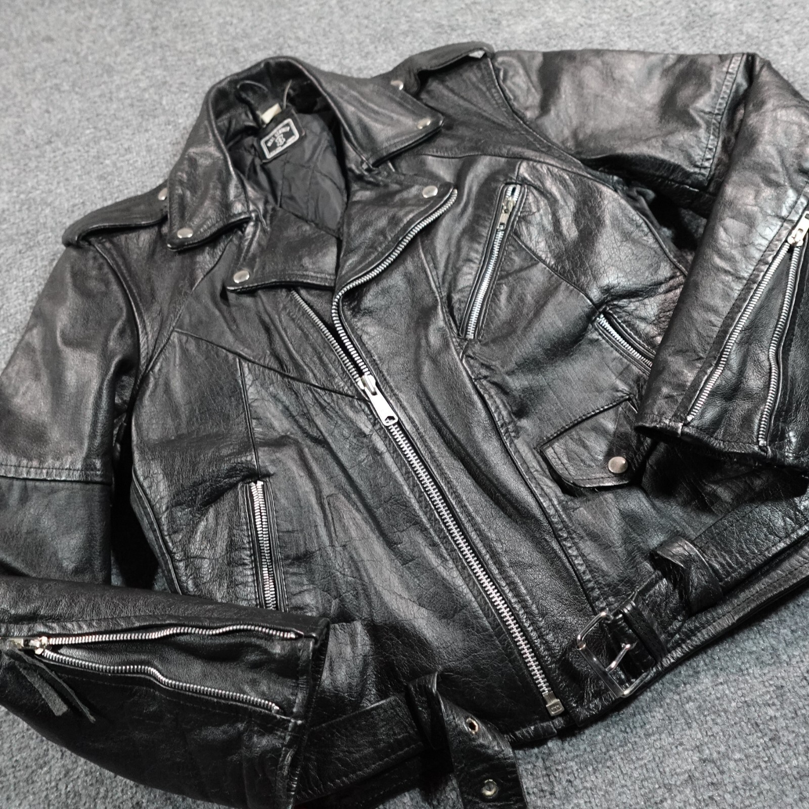 ジャケット・アウター 70s vintage leather riders jacket black VTG Leather Biker Jacket Sears The Leather Shop Mens 44 X
