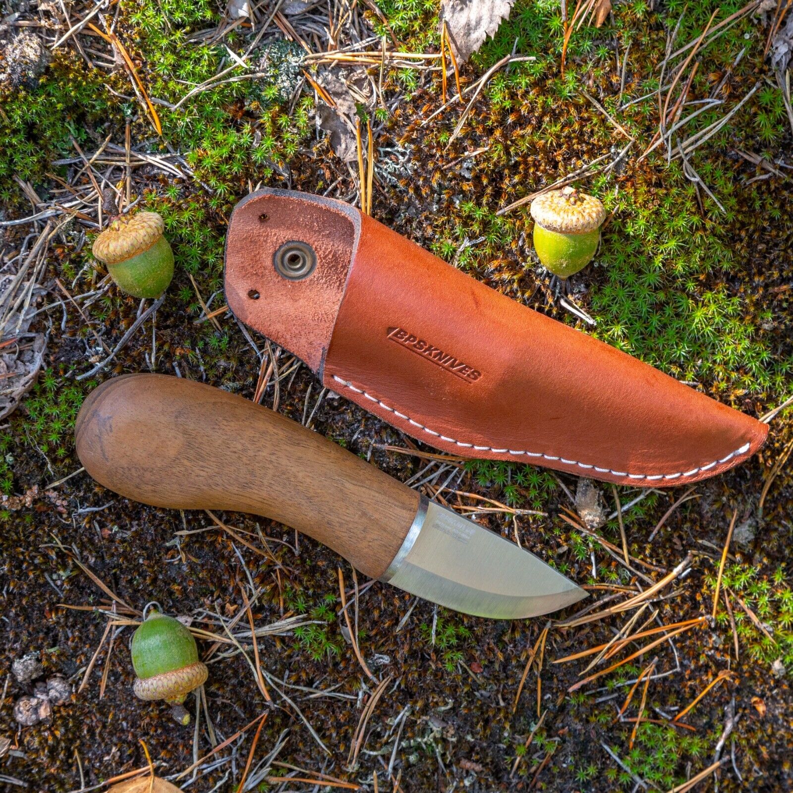 BPS Knives MK1S Small Pocket Stainless Steel Mushroom Knife with Leather Sheath eBay