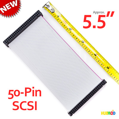 NEW 5.5'' 50-Pin Short SCSI Internal Ribbon Flat Cable F/F 2-Connector 1-Device