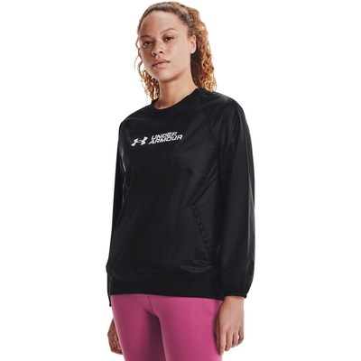 

Черно-белая женская толстовка с круглым вырезом Under Armour Rush Woven Shine с круглым вырезом, Черный