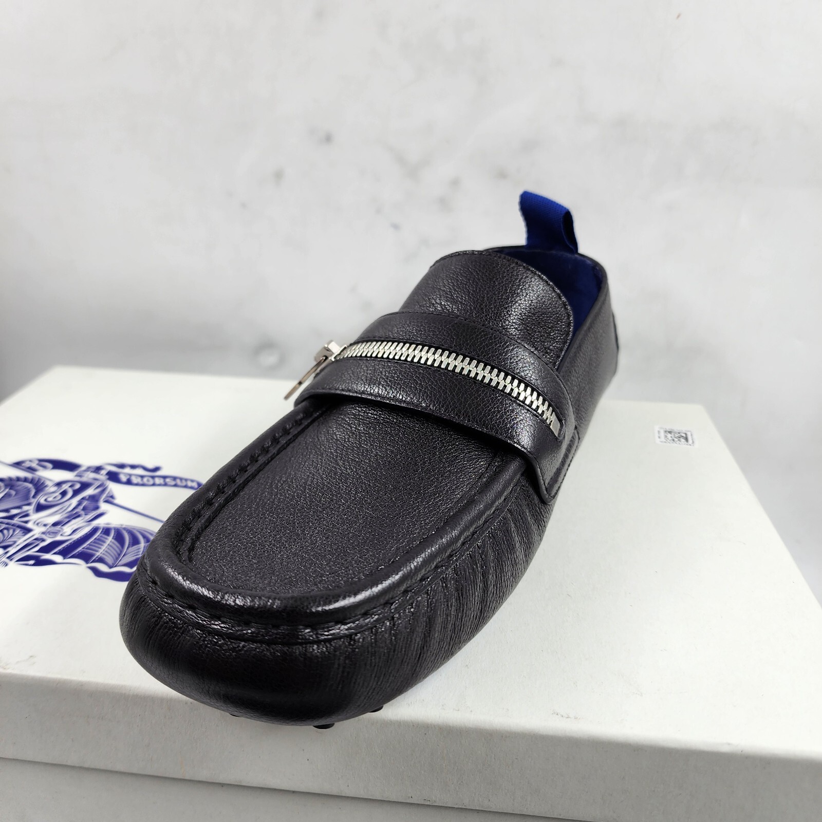 Burberry Motor Low Leather Loafers Men's 42.5 Black B-Cut Zip Slip On - Picture 13 of 19