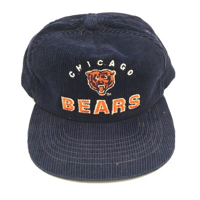 Vintage Rare Chicago Bears Football Blue Corduroy Snapback Hat Cap Old Logo
