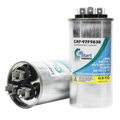 2x 40/5 MFD 440 Volt Dual Round Run Capacitor for GE 97f9838