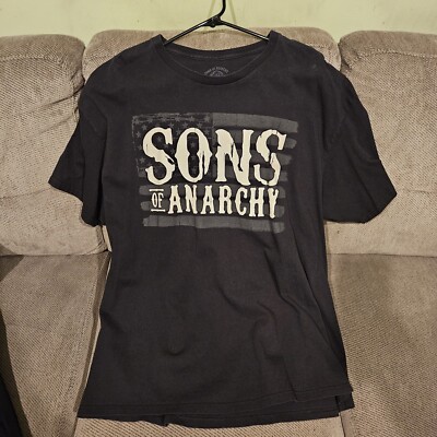 SONS OF ANARCHY SAMCRO SKULL REAPER FLAG LOGO MENS BLACK T-SHIRT 2XL