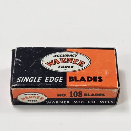 VTG Accuracy Warner Tools Single Edge Blades No 108 Box W/ 4 VTG Accuracy Warner Tools Single Edge Blades No 108 Box W/ 4
