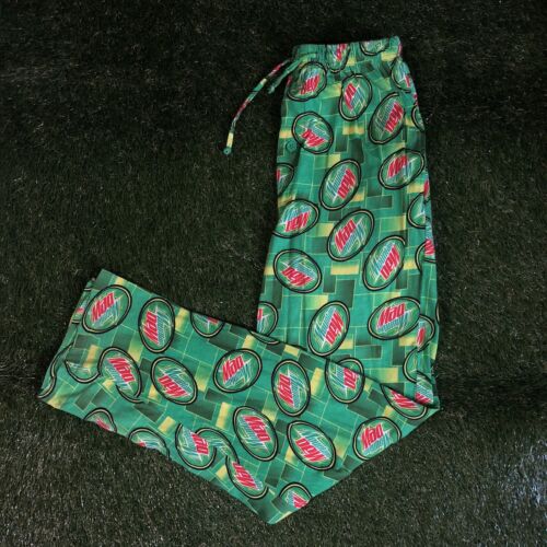 Mountain Dew PJ Pajama Pants Elastic Waist Drawstring Size Small Flaws