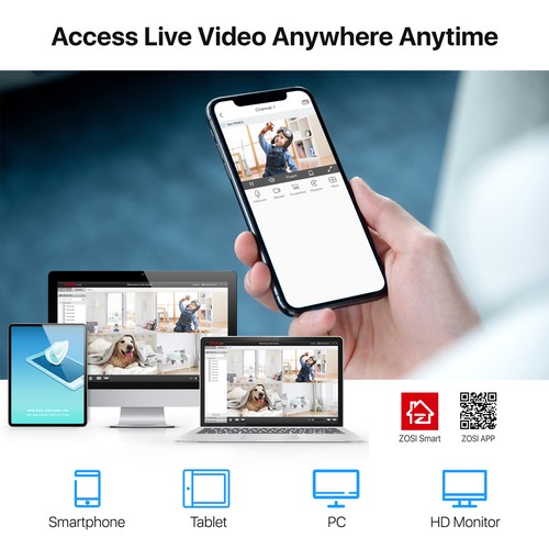 ZOSI H.265+8CH 5MP Lite DVR with 0TB/1T/2T Hard Drive for Security Camera System