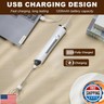 Freebala Handheld Electric Milk Frother with 2 Heads, Coffee Whisk Foam Mixer with USB Rechargeable 3 Speeds, Foam Maker Blender for Latte, Cappuccino, Hot Chocolate, Egg (White with stand)