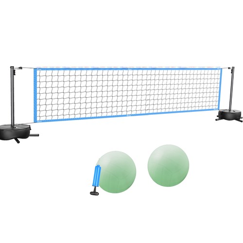 Pool Volleyball Net Set with Light and Weighted Base 15ft-32ft Length Adjustable