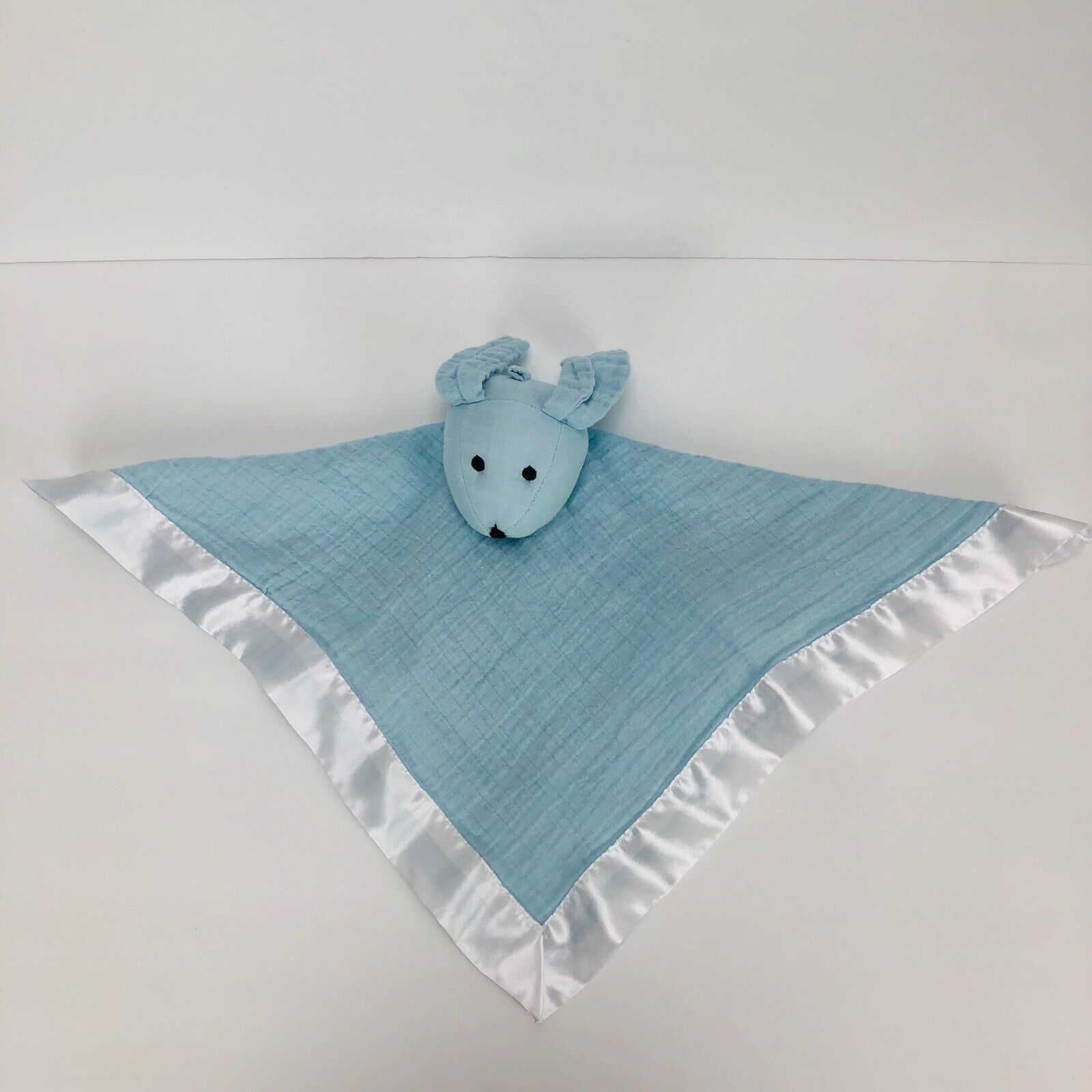 Aden Anais Bunny Lovey Blue Muslin White Satin Rabbit Security Blanket 16