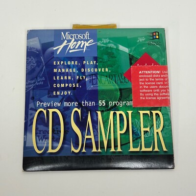 Rare Microsoft Home 1995 CD Sampler Classic Windows Retro Games Programs Sealed