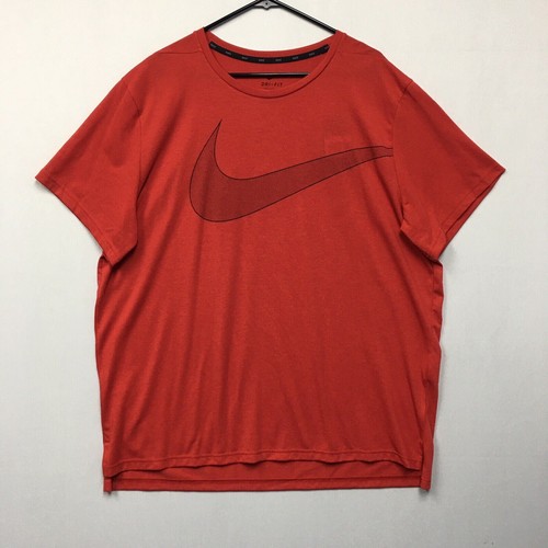 

Мужская сетчатая рубашка Nike Dri Fit размер  с коротким рукавом для активного бега красная #784, Красный, Nike Dri Fit
