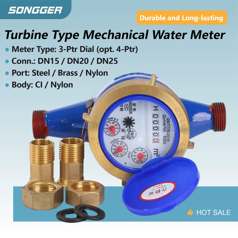 Rotary Vane Multi‑Jet Wet Type Residential Water Meter DN15 DN20 DN25 Brass / Ny