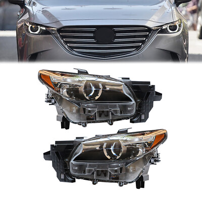 Hot Pair Left&Right LED Headlights Headlamp Fit 2016-2020 Mazda CX-9 CX9 W/o AFS