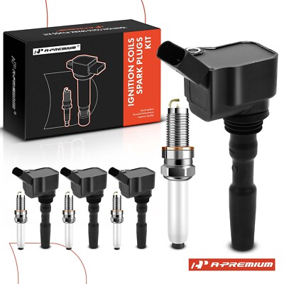 4pcs Ignition Coil & IRIDIUM Spark Plug Kits for Volkswagen Jetta Audi 2016-2018