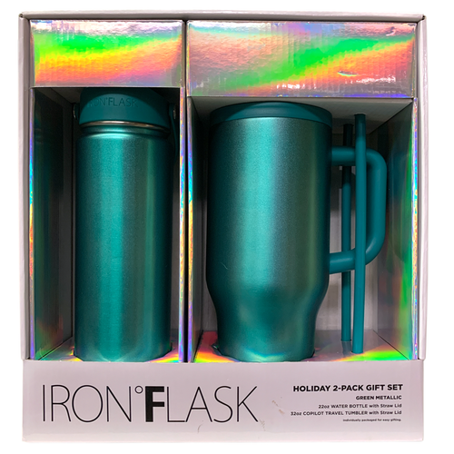 Iron Flask Holiday 2-Pack Gift Set, 22oz. Water Bottle & 32oz. Copilot Tumbler