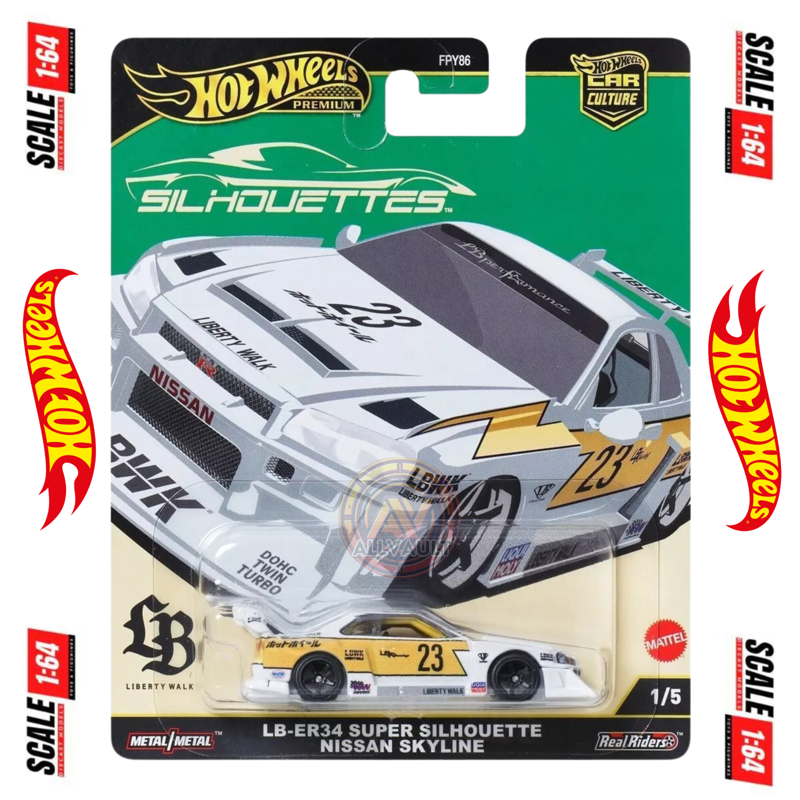ミニカー Hotwheels LBWK Nissan Skyline ER34 Chase Hot Wheels LB-ER34 Liberty Walk Nissan Skyline Mountain