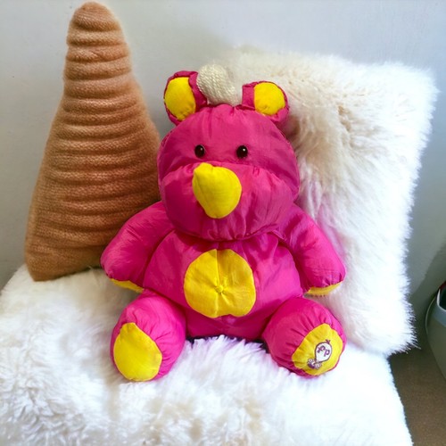Vtg Fisher Price 1987 Puffalump Wild Pink Yellow Rhino Hippo Stuffed Animal Toy